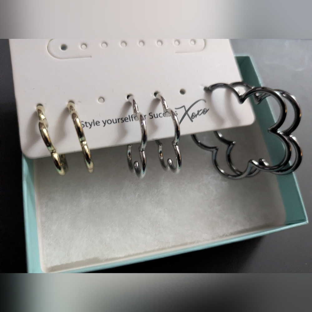 Elegant Silver and Gold Hoop Earrings Set